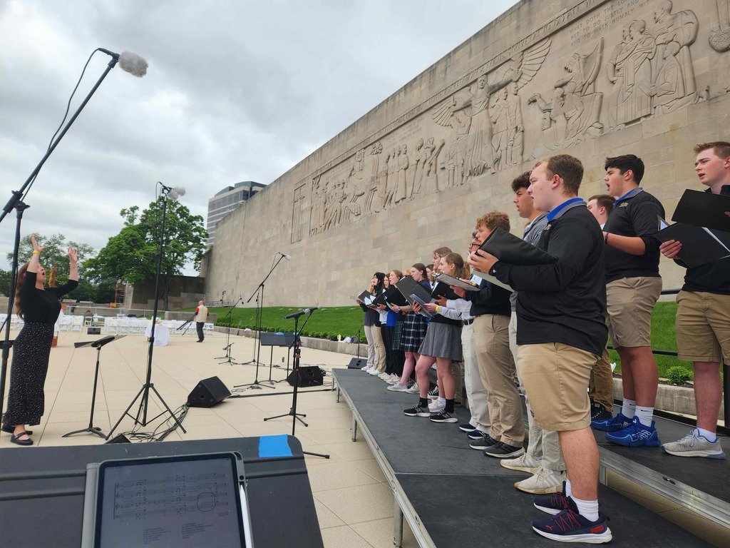 The St. Michael Choir had the privilege of performing along side other talented students from Bishop LeBlond and St. Pius X at the Behold KC event on Saturday. Their angelic voices added to the beauty of the historic Eucharistic celebration!