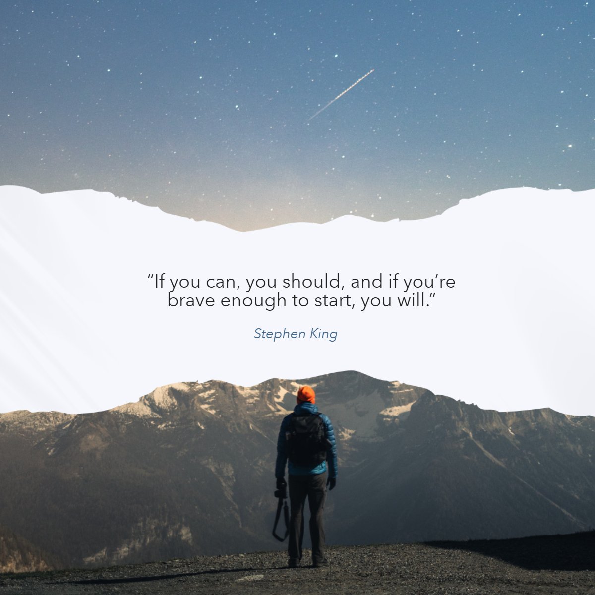 “If you can, you should, and if you're brave enough to start, you will.' 
— Stephen King

#Motivation #Inspirational #QuoteoftheDay
 #realtyexecutivesarizonaterritory #liveloveplaytucaon #kellymilleraz