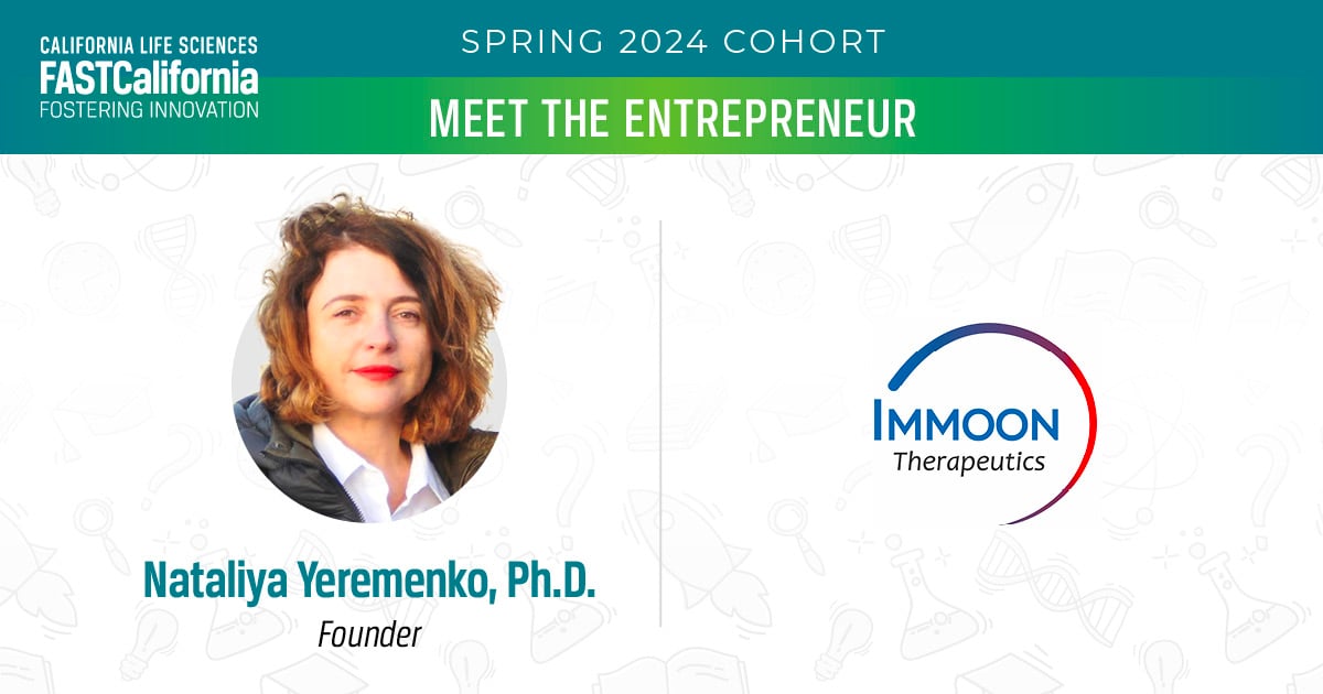 Meet FAST entrepreneur🚀Nataliya Yeremenko PhD is the CEO & Founder of Immoon Therapeutics. Immoon Therapeutics is a preclinical stage biotech developing small molecule inhibitors to treat Bcell driven diseases non-Hodgkin lymphomas & autoimmune conditions.bit.ly/3wr5tcp