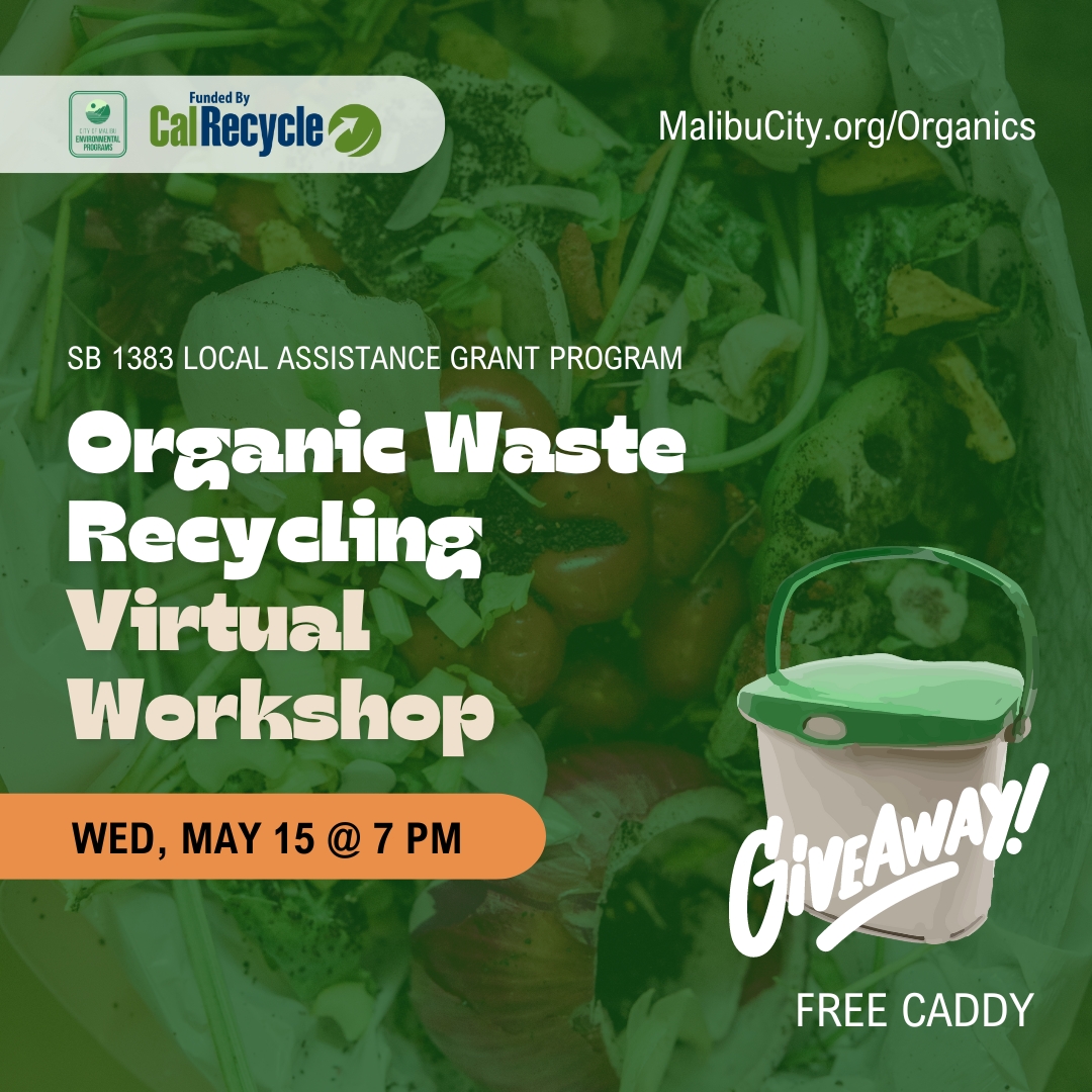 #Malibu - Join the City’s virtual training on organics recycling, waste reduction, and proper separation of kitchen food scraps on Wednesday, May 15, 7:00 PM – 7:30 PM. Participants will receive a free kitchen caddy. More info: malibucity.org/Organics.