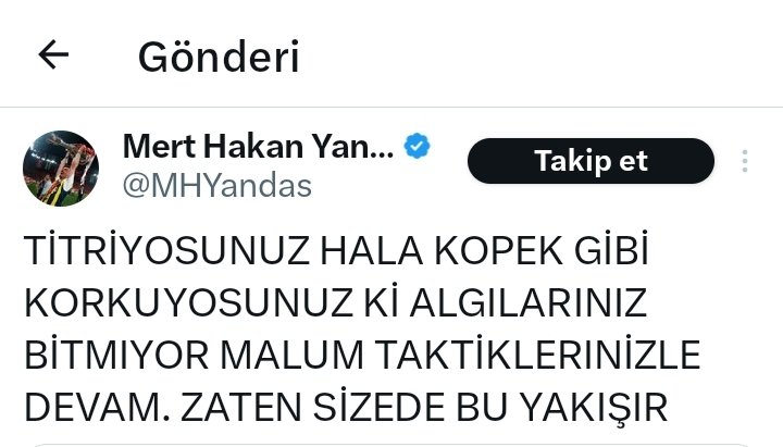 Fenerbahçe'nin puan kaybının ardından Mert Hakan Yandaş'ın geçtiğimiz günlerde attığı tweet, alay konusu oldu.