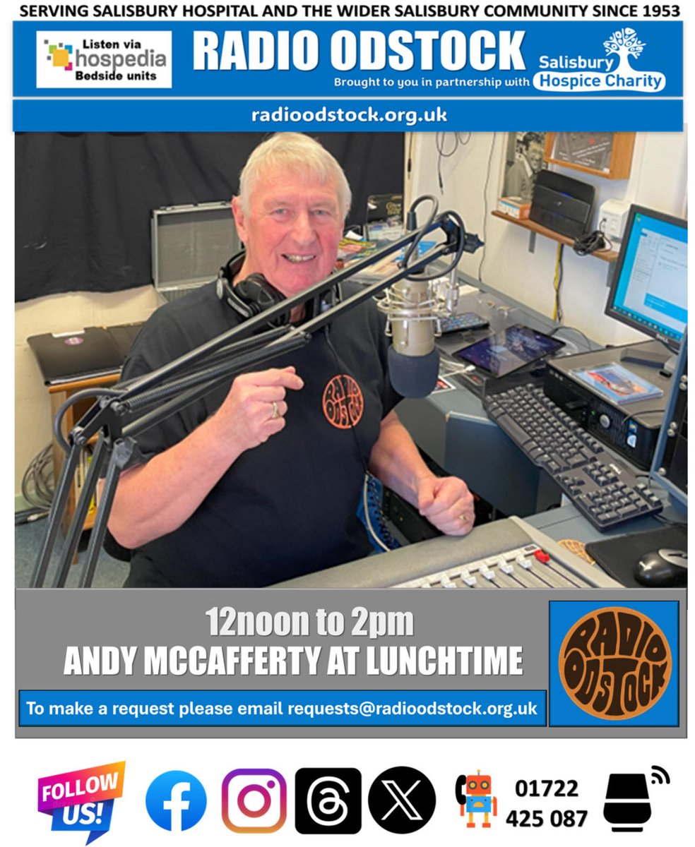 Andy's here from 12 noon with pop and country music, requests from @SalisburySHC, Community News, Janet and John, quirky facts, On This Day: lunchtime just whizzes by! Listen at radioodstock.org.uk #salisbury #lunchtime #pleasure