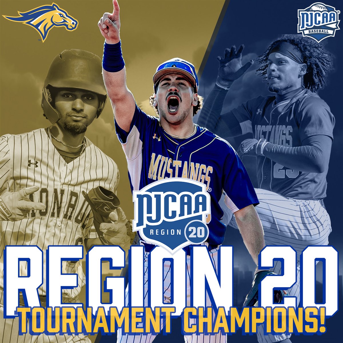 𝗥𝗘𝗚𝗜𝗢𝗡 𝟮𝟬 𝗧𝗢𝗨𝗥𝗡𝗔𝗠𝗘𝗡𝗧 𝗖𝗛𝗔𝗠𝗣𝗜𝗢𝗡𝗦!

The Mustangs swept the Region 20 Championship tournament, defeating top-seeded Harford on Monday, 13-7, to claim the tournament title!

Monroe will now host the East District Championship this weekend!

#GoHereGrowHere