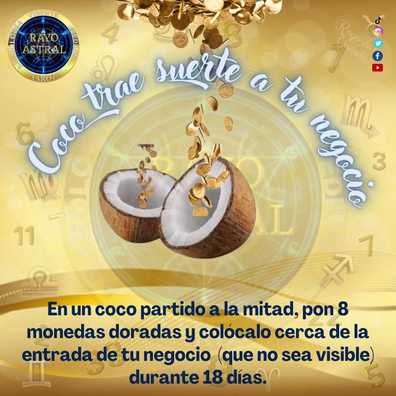 Este coco le traerá #BuenaSuerte  a tu negocio.
#ritual #abundancia #dinero