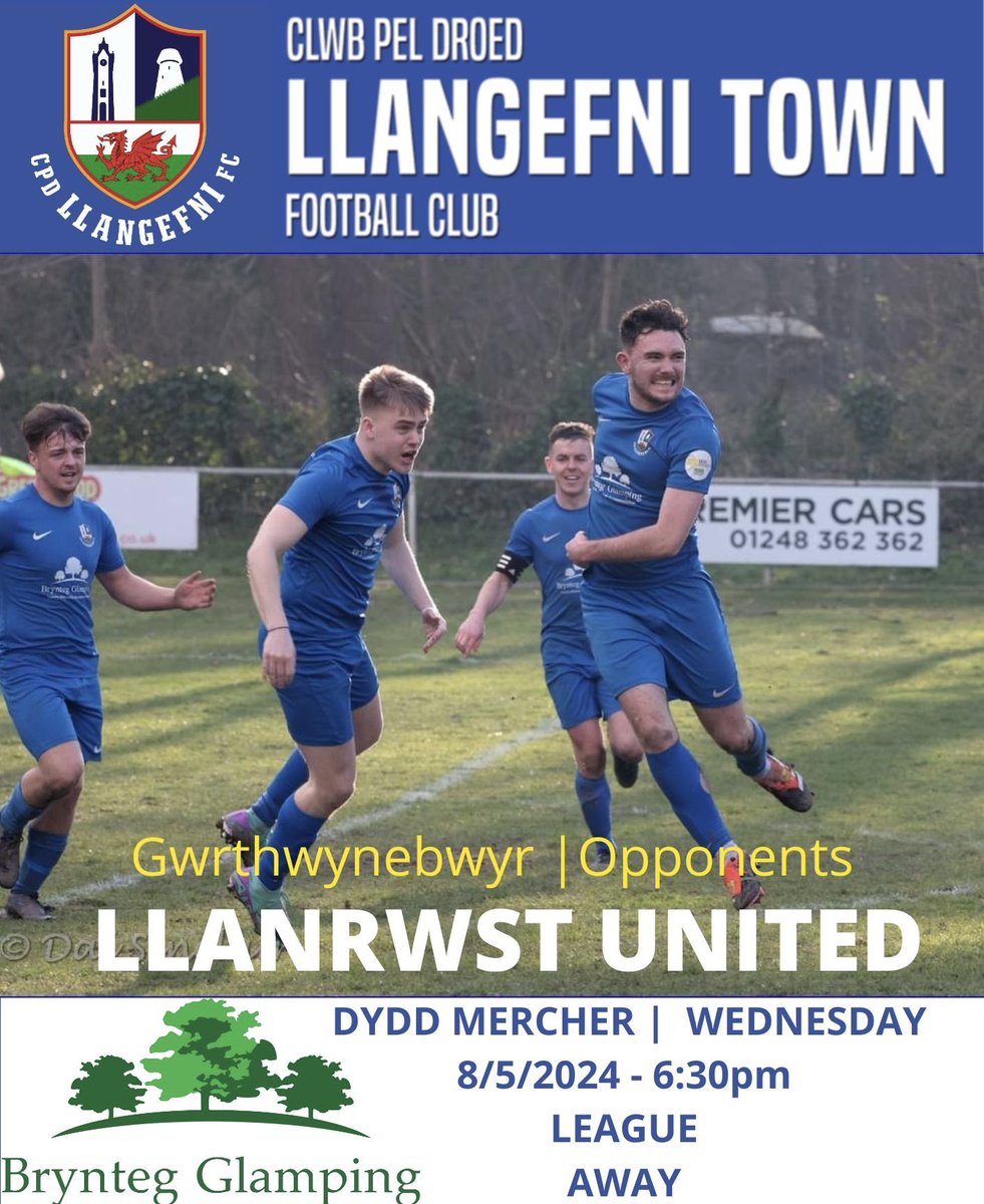 GÊM OLAF Y TYMOR | LAST MATCH OF THE SEASON

Bydd gêm olaf y tymor i ffwrdd yn Llanrwst. 6:30 kickoff.  

Last match of the season is away to @LLANRWSTUTD_FC . 6:30 kickoff.