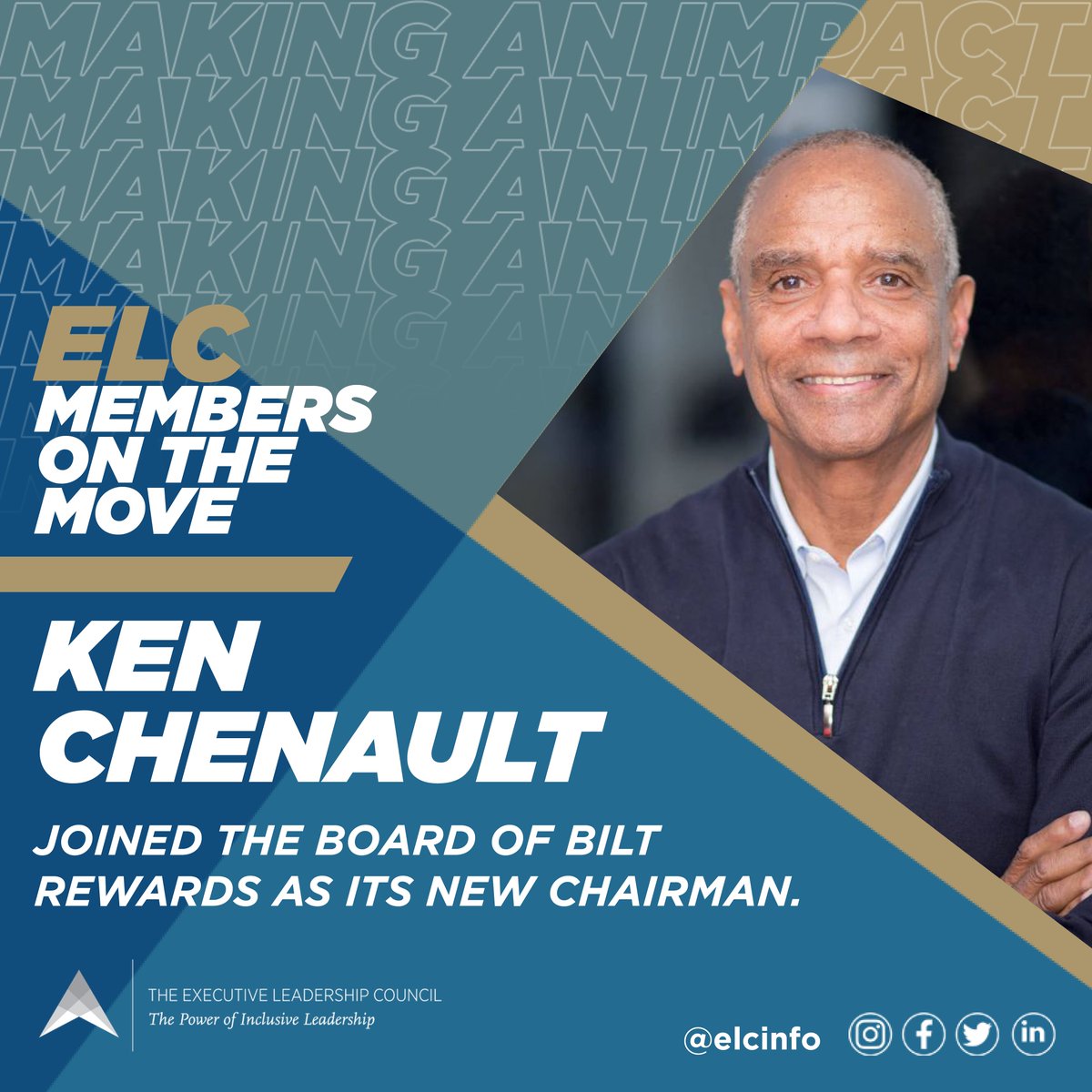 Congratulations to #ELCMember Ken Chenault, who joined the Board of Bilt Rewards as its new Chairman. 

#ELCMembersOnTheMove #BlackMenLead #BlackExecutives #BlackLeadership