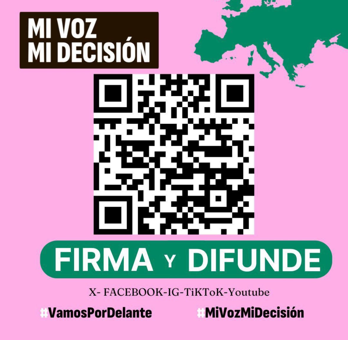 💜 Desde Podemos nos adherimos a la campaña #MiVozMiDecisión. 🤰 Para garantizar el derecho al aborto libre, seguro y gratuito para todas las mujeres en la Unión Europea. ⚠️ Necesitamos alcanzar 1 millón de firmas antes del 5 de junio en bit.ly/firmamivozmide…