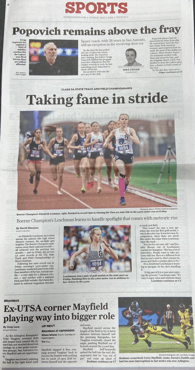 Sunday centerpieces in print. The way God intended. I’ve done this sportswriting thing for 30-plus years. I’ve never covered a story like this. So appreciative of Beth’s time and patience when I speak to her after each race.