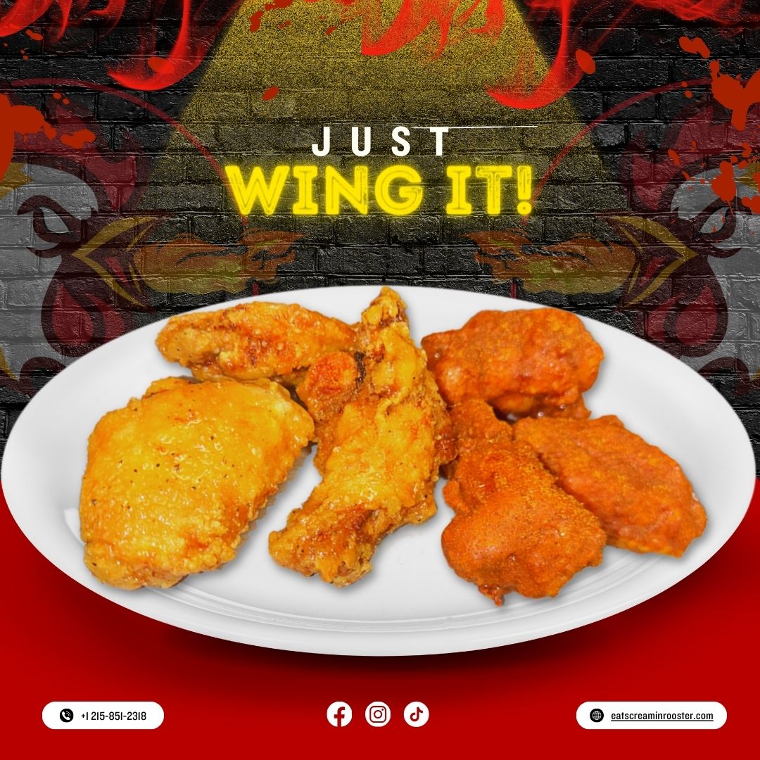 Just Wing It! 

Call Us Now: +1 215-851-2318
#screamin #rooster #hotchicken #wings #chickenwings #waffleandtender #combo #food #foodphotography #foodpics #philadelphia #philly #eagles #newyork #newjersey #viralvideos #viralpost #foodgram #foodgasm #hotchicken #mondayfeels