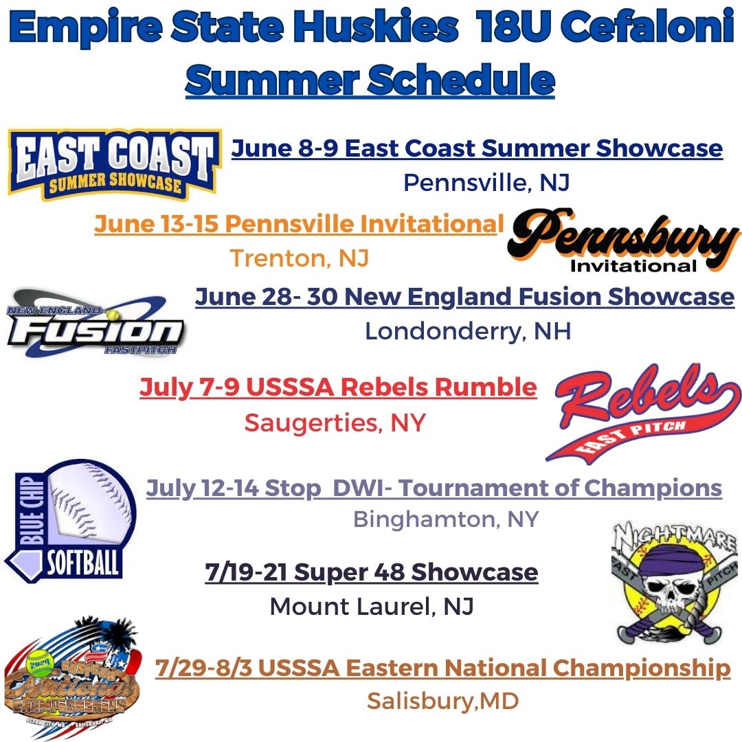 Empire State Huskies 18U Cefaloni (@huskiescefaloni) on Twitter photo Looking forward to an exciting summer of softball. Cant want to see our players together again soon.
<a href="/EStateHuskies/">Empire State Huskies</a> Looking forward to an exciting summer of softball. Cant want to see our players together again soon.
<a href="/EStateHuskies/">Empire State Huskies</a>