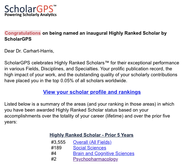 This was nice to see. I'll very happily take #2 in psychopharmacology... scholargps.com/scholars/51013…