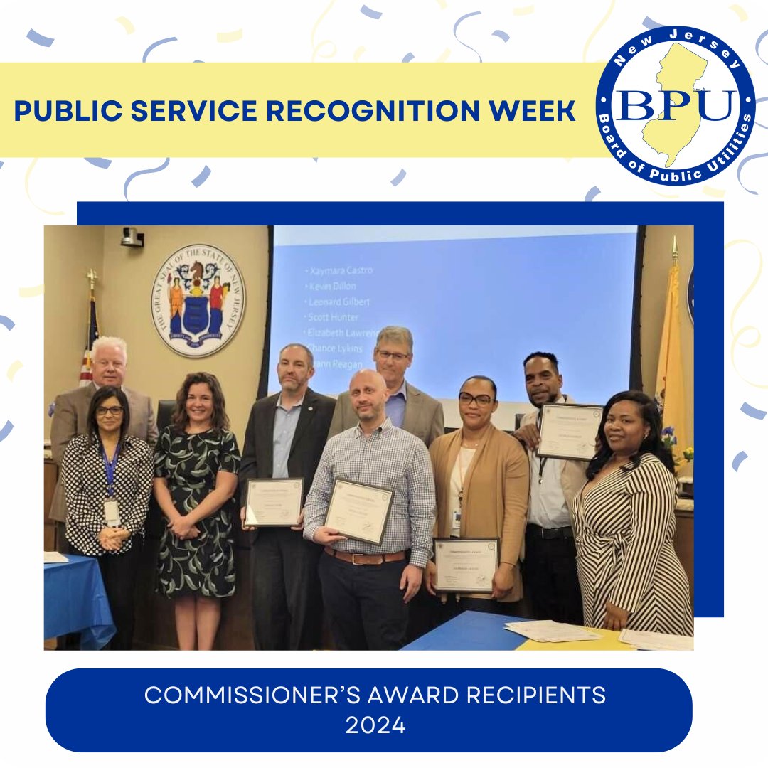🎉Congratulations to the employees who received the Commissioner’s Award during today’s Public Service Recognition Week ceremony. These employees were recognized for exceeding their job expectations with exceptional customer service to NJBPU constituents and fellow staff.