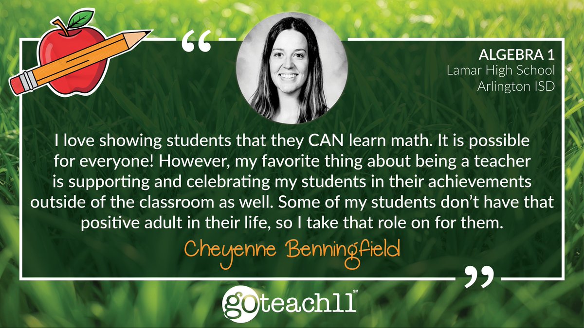 ESC Region 11 (@escregion11) on Twitter photo Happy Teacher Appreciation Week!
This week, we're highlighting some outstanding <a href="/GoTeach11/">GoTeach11</a> teachers, including Cheyenne Benningfield, an Algebra 1 teacher at <a href="/LamarHigh/">Lamar High</a> in <a href="/ArlingtonISD/">Arlington ISD</a>.
Join us in celebrating Cheyenne and all the dedicated educators making a difference! Happy Teacher Appreciation Week!
This week, we're highlighting some outstanding <a href="/GoTeach11/">GoTeach11</a> teachers, including Cheyenne Benningfield, an Algebra 1 teacher at <a href="/LamarHigh/">Lamar High</a> in <a href="/ArlingtonISD/">Arlington ISD</a>.
Join us in celebrating Cheyenne and all the dedicated educators making a difference!