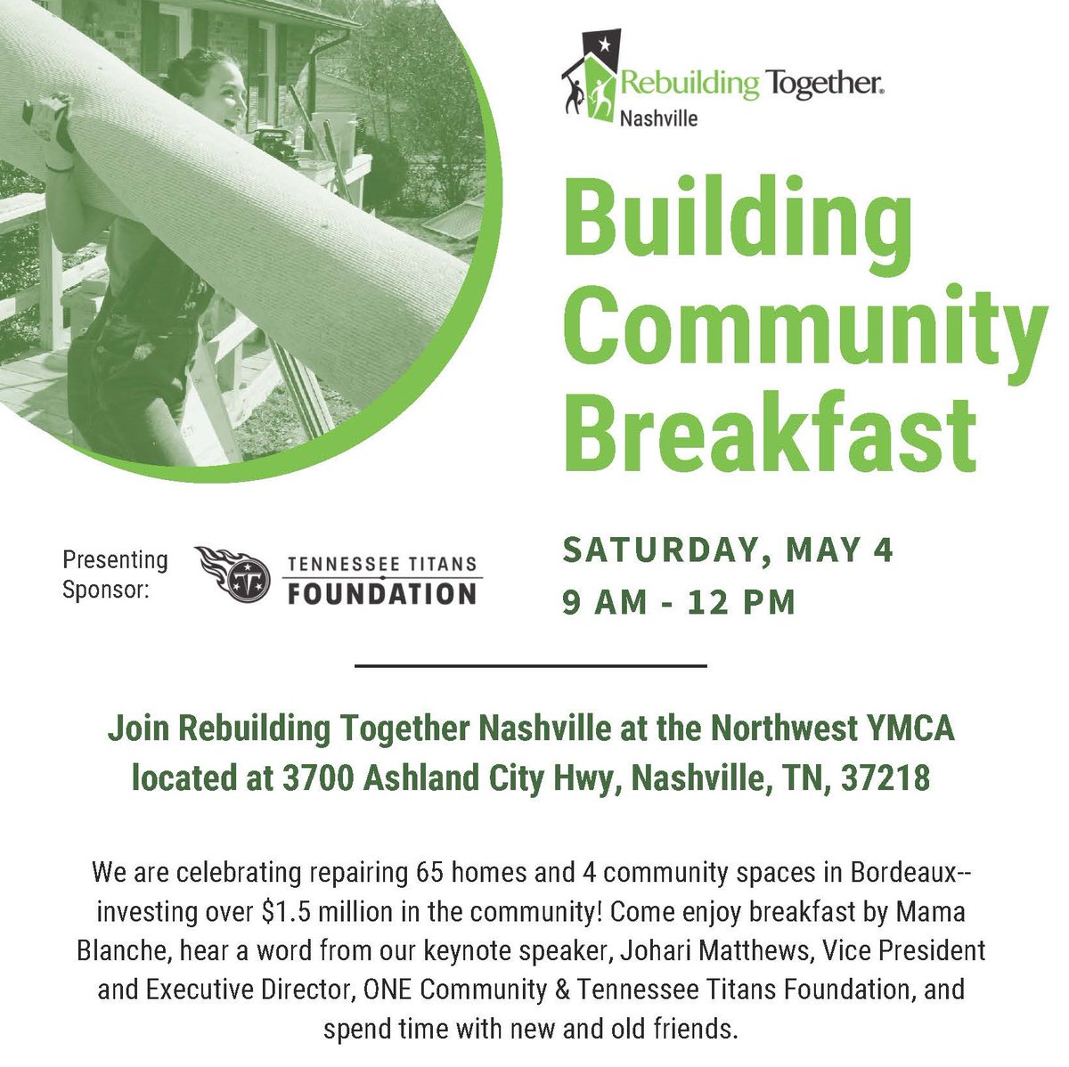 Congrats to Rebuilding Together Nashville on Saturday's successful Building Community Breakfast. Home-rehab services are fundamental to affordable housing preservation. The Housing Fund was proud to help celebrate $1.5M invested into 65 homes and 4 community spaces in Bordeaux.