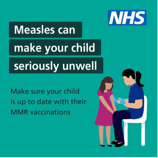 We’re reminding parents to make sure their children are up to date with their MMR vaccinations.

2 doses of the MMR vaccine provide the best protection against measles, mumps and rubella. 

Visit nhs.uk/mmr for more information.