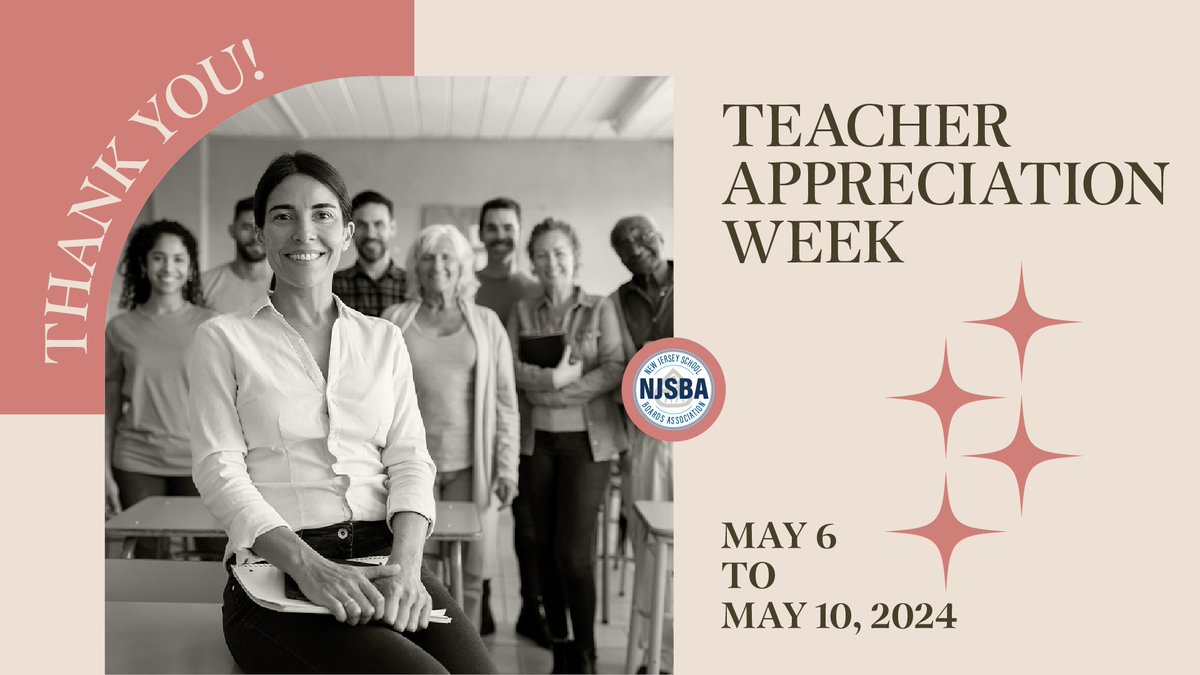 The NJSBA would like to express its deep gratitude to the 100,000+ dedicated teachers educating New Jersey's young minds. As we celebrate #NationalTeacherAppreciationWeek, we honor their role in shaping tomorrow's leaders. Thank you, teachers, for empowering our students! 🧑‍🏫🍎✨