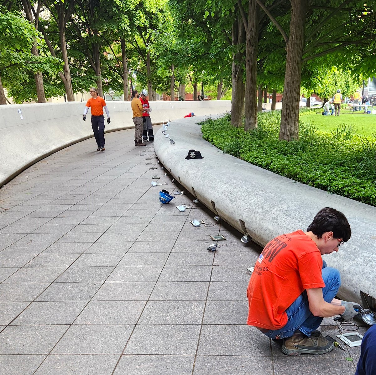 As we get ready for Police Week later in May, we were lucky to recently welcome a volunteer group from Helmets to Hardhats to replace all the lights in the National Law Enforcement Officers Memorial, ensuring that visitors can pay their respects at all hours. We are very grateful
