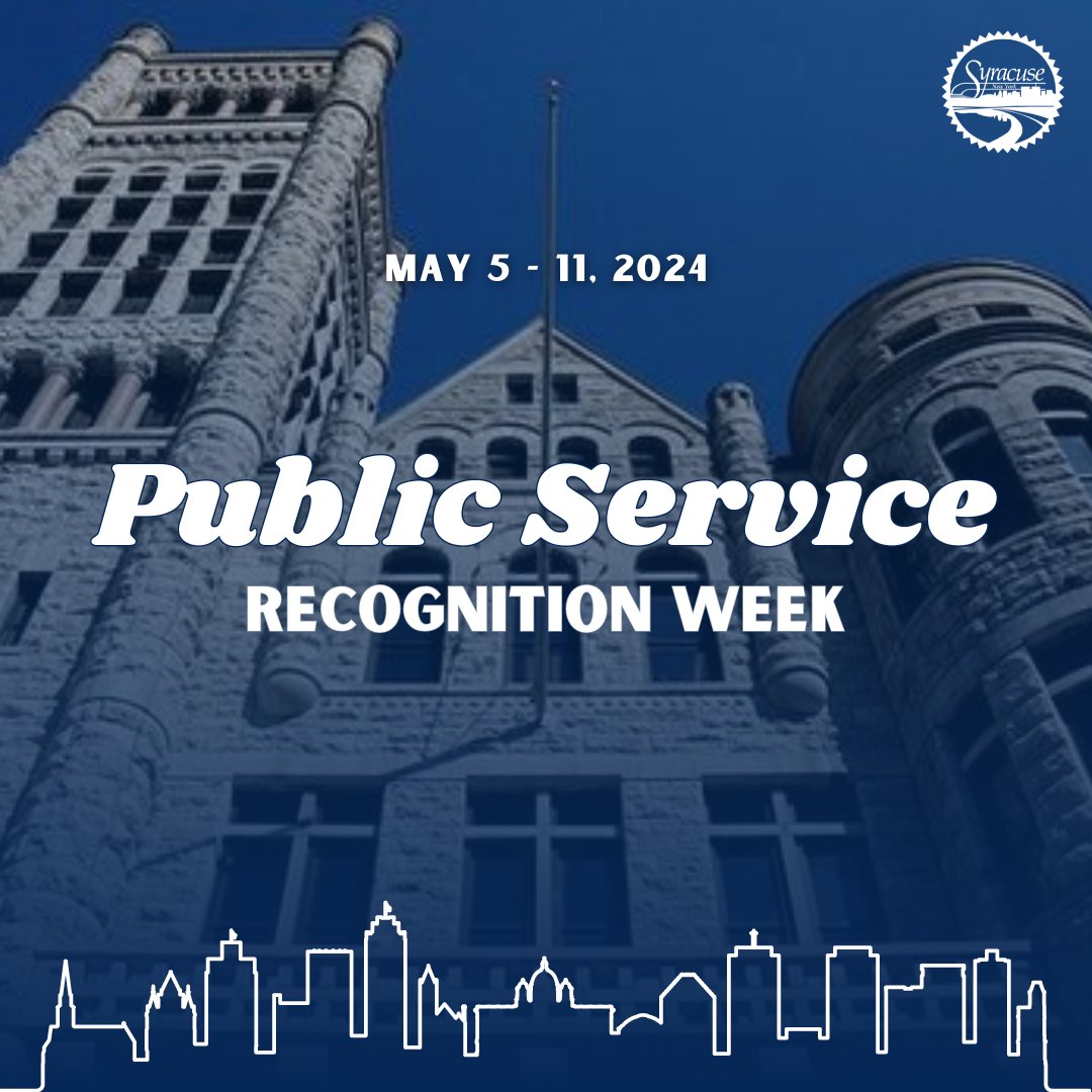 The first week of May is #PublicServiceRecognitionWeek. Since 1985, this week has been celebrated to honor those who serve in federal, state, local and tribal government. Thank you to all who dedicate their lives to public service, especially our City of #Syracuse employees!