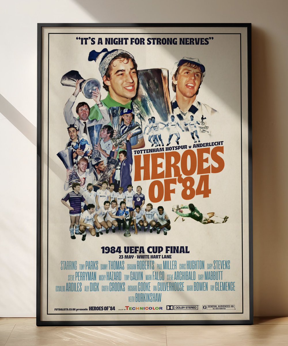 Also available now… ‘Heroes of 84’ - Vintage Movie Poster. Celebrating the 40th anniversary of our epic 1984 UEFA Cup victory. Grab yours here futbolista.co.uk/products/heroe… 🤍