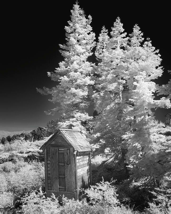 Outhouse on Mills Peak - Plumas County California - 830 nanometer near infrared image Prints and merch: buff.ly/3U10NTx #firefighting #rustic #buyintoart