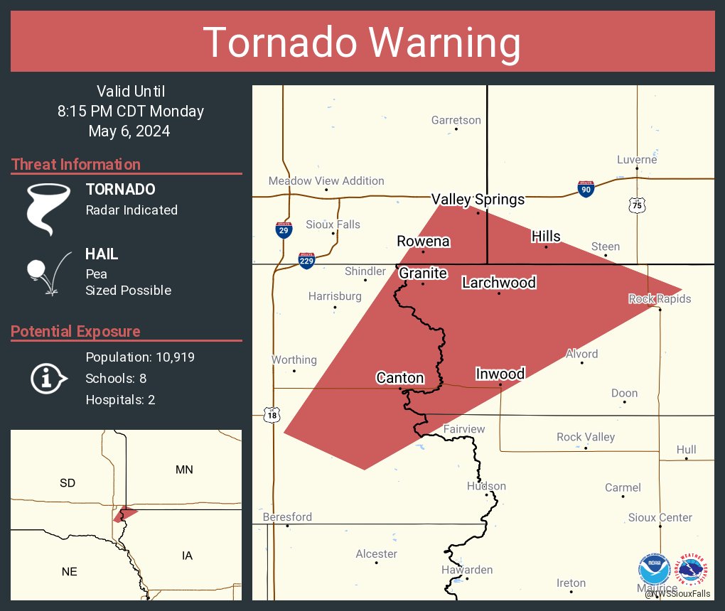 Tornado Warning including Canton SD, Larchwood IA and  Inwood IA until 8:15 PM CDT