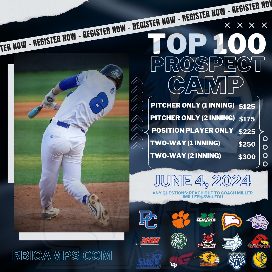 We are a month away from our Top 100 Prospect Camp! Join our entire staff along with 15+ top notches college programs in attendance. This is a can’t miss event to kick off the summer! Hope to see you June 4! RBICamps.com