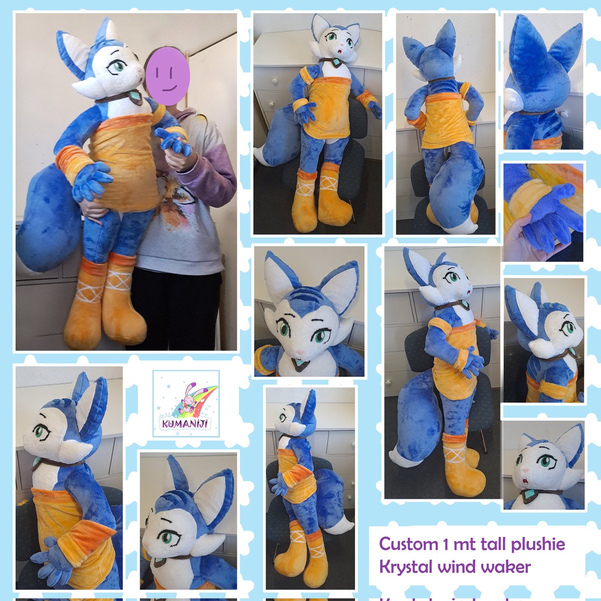 Kumaniji's tweet photo. Custom plush in 1mt tall, super cuddle and big size for Anthro plushies 🤗
100% handmade and handsew details for face, stripes and boots. Minky fabric.

#krystal #krystalfox #krystalplushie #handmadeplush #customplush #bigplushie #cuddle #softplush #foxplush #fox https://t.co/lOEdGoVtSz