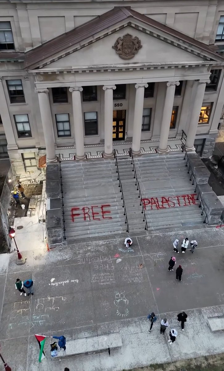 This is a screenshot from @macklemore's new music video 'Hind's Hall' about ten seconds in - It's Tabaret Hall at the @uOttawa encampment! A testament to their organizing and the impact they're having on the movement across the country and the world. We should be proud.