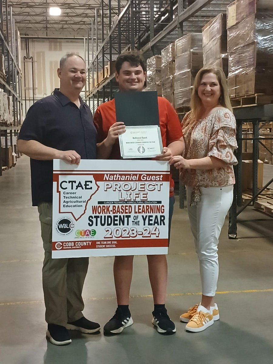 Nathaniel was named Project Life's Work Based Learning Student of the Year. He attends @allatoona_hs and is graduating this May. He is a very hard worker, self-motivated, and dedicated employee, and we are all very proud of what he has accomplished as an intern. Congrats!