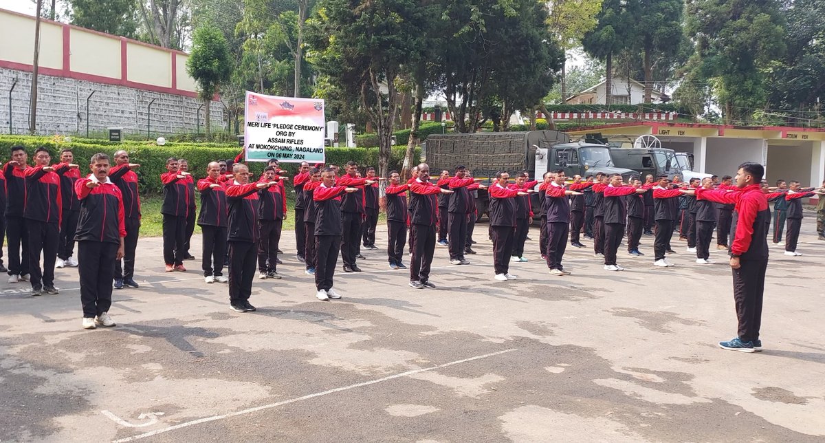 official_dgar's tweet photo. ASSAM RIFLES LAUNCHES MERI LIFE INITATIVE IN NAGALAND
#AssamRifles on 06 May 2024, launched #MereLife initiative programme in Mokokchung District, #Nagaland. During the event the troops were briefed about the LiFE - Life for Environment initiative launched by Indian Government as a mass movement for “mindful and deliberate utilization, instead of mindless and destructive consumption of resources” and to protect and preserve the precious environment. On this occasion, a Pledge ceremony was also undertaken by the Assam Rifles troops and families to save the environment. @adgpi @prodefkohima @PIBHomeAffairs @HMOIndia