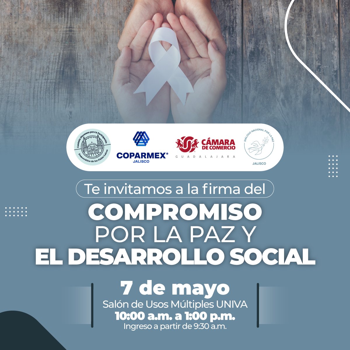 Desde el #SectorEmpresarial nos sumamos al Compromiso por la Paz, a través de un consenso amplio que promueva la #paz y el #DesarrolloSocial Conscientes de la importancia que tiene la #empresa como motor de cambio, dialogaremos con las y el candidato a la #GubernaturaDeJalisco…