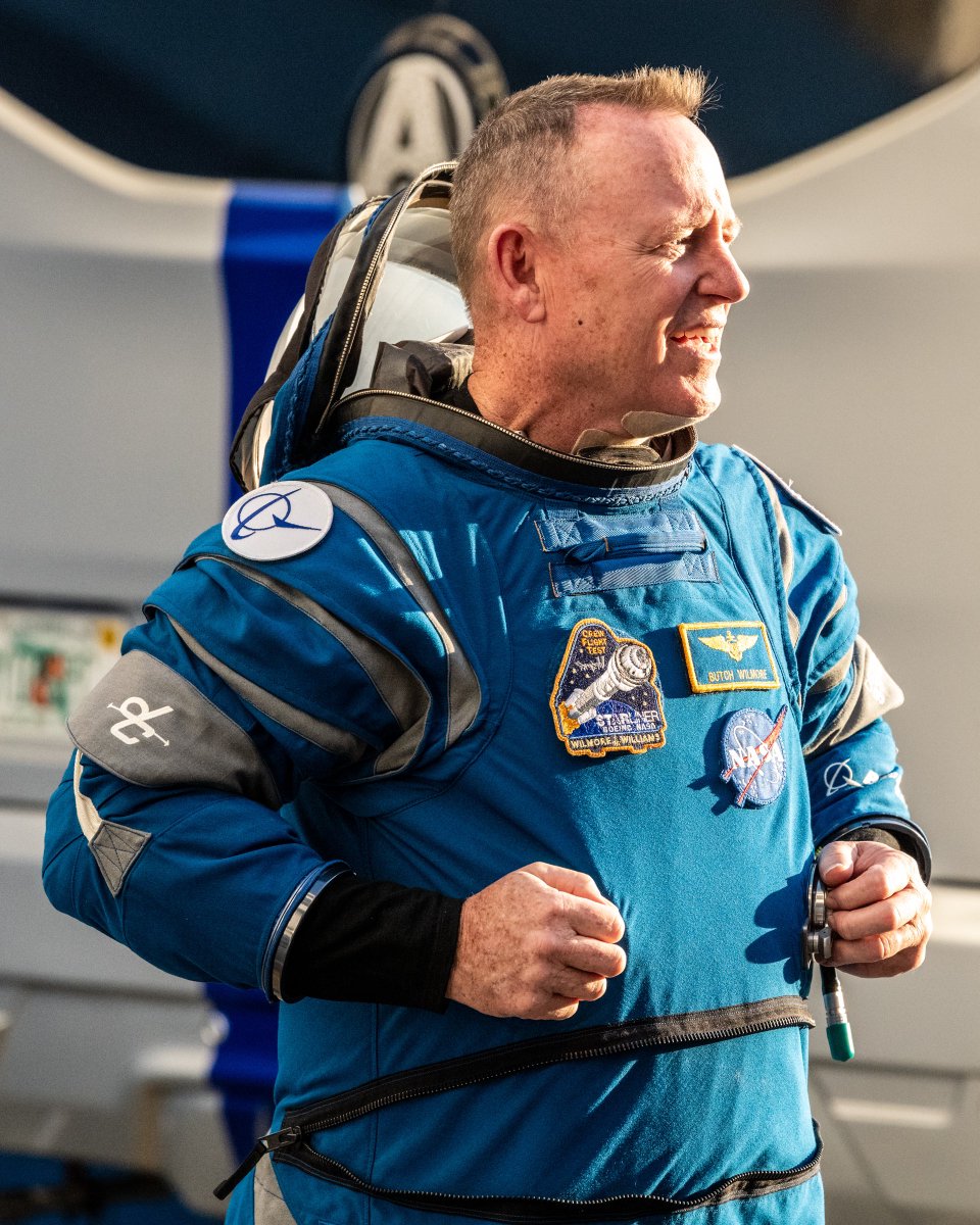 NASA astronauts Suni Williams and Butch Wilmore. They are suited up and ready for flight aboard the Starliner spacecraft. 📸 me for @considercosmos