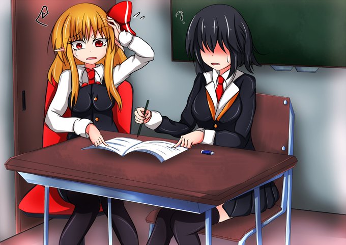 #毎月七日はルーミアの日 
生徒A「ルーミア先生に教えてもらってるけど・・・基本的な事でもなんか何時も難しそうな顔するなぁ」
ルーミア(あー・・・これなんだったけーなぁー) 