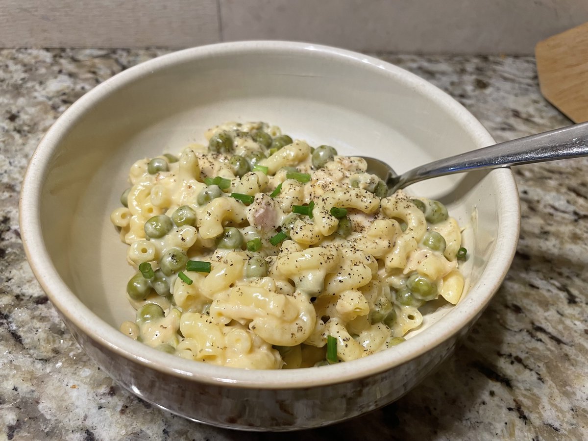 Macaroni and cheese with tuna and peas.  Yes or no?