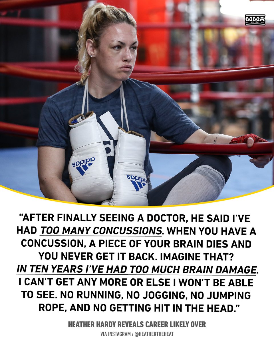 Heather Hardy reveals career likely over due to ‘too much brain damage’ Full story: mmafighting.com/2024/5/6/24150…