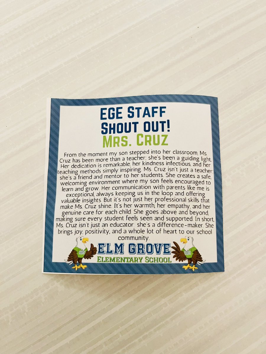 One of the absolute sweetest gifts to possibly receive is an affirmation from a student’s parents. 
This means the world to me and I just cannot believe I get to work in such an amazing place with such an incredible school community. 💚 #EGEGrows @HumbleISD_EGE