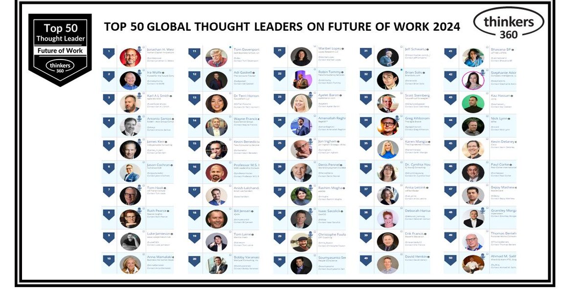 💥 Stephanie Atkinson @stephatkins honored with making the Top 50 Global Thought Leaders on #FutureofWork 2024 list by Thinkers360! thinkers360.com/top-50-global-… @CompassIntel