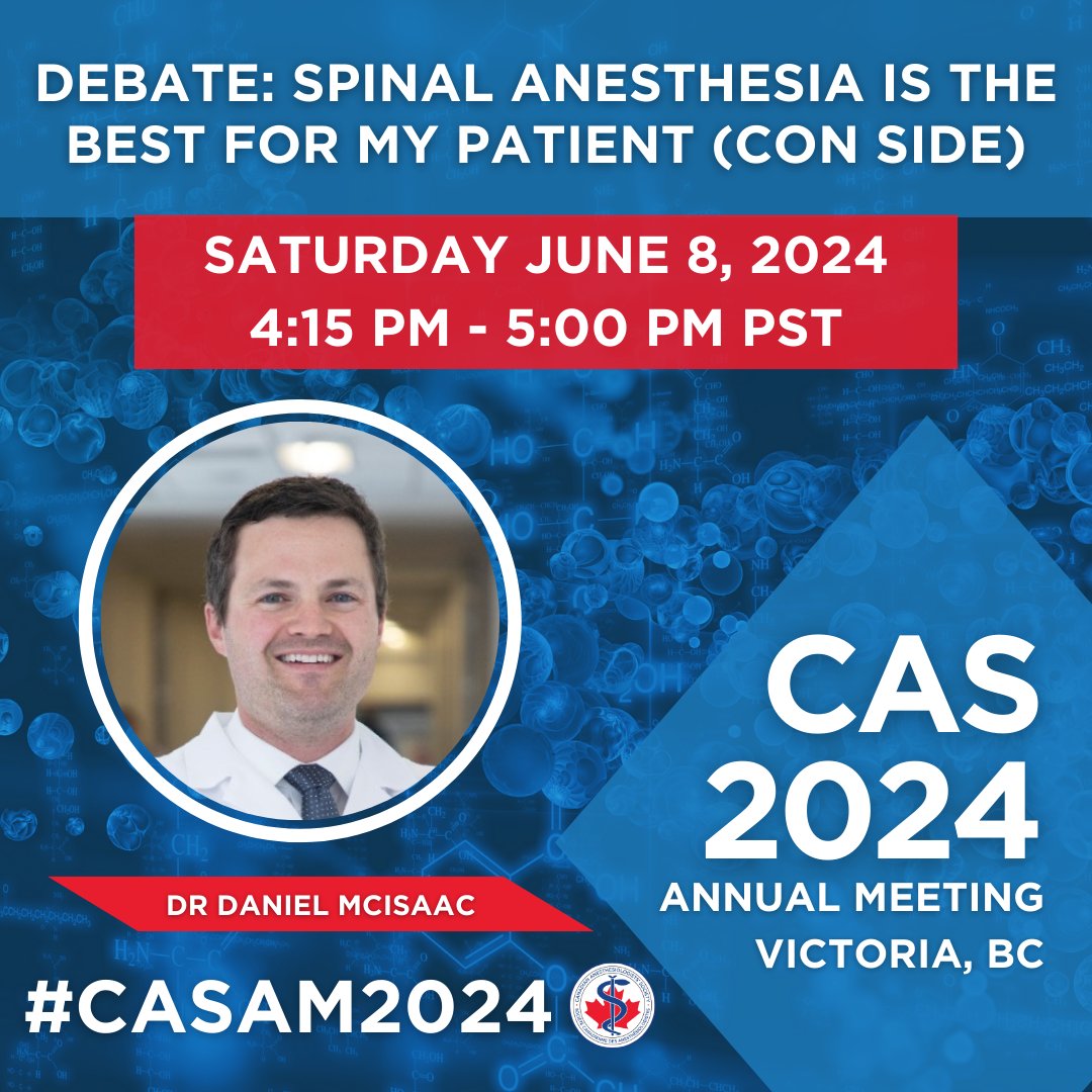 🎙️ Exciting news! Join us at #CASAM2024 in Victoria, BC, June 7-10, for a captivating debate on General Anesthesia vs Spinal Anesthesia Don't miss out on this clash of the titans between @mcisaac_d & @AlanaFlex #Education #entertainment Register now at cas.ca/en/annual-meet…