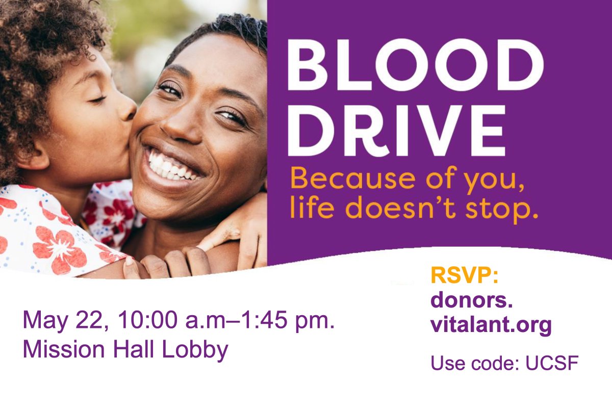 Did you know one in 83 moms needs a blood transfusion after giving birth? Join us on May 22 at UCSF Mission Hall and you’ll be entered to win one of 83 gift cards worth $83 each! Use this link donors.vitalant.org/dwp/portal/dwa and select blood drive code UCSF to donate. #DonateForMothers
