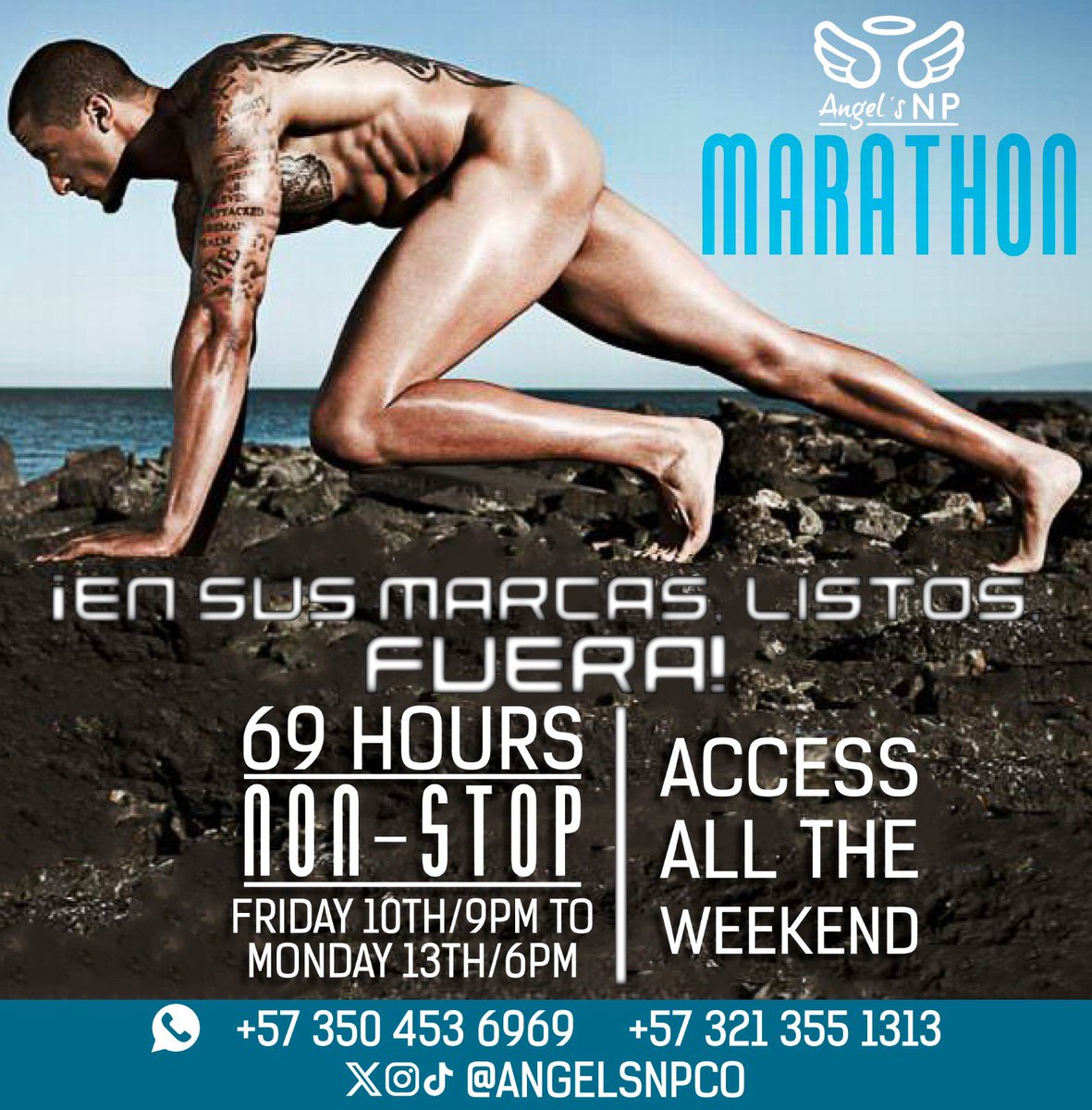 ☆ 69 HORAS DE #ANGELSNP ☆ 🍑🍑🍆🍆💦💦

😇 #MARATHON 😇
🏆🏃🏻‍♂️🍑🍆💦💦

⏰ Deste este Viernes 9pm a Lunes 6pm… y tal vez más. 

🏠Teusaquillo-Bogotá
Entras y sales cuando quieras.

Trae a tus amigos sexy y sexosos😋

Info y cupos:
📱 +573213551313
angelsnp.com