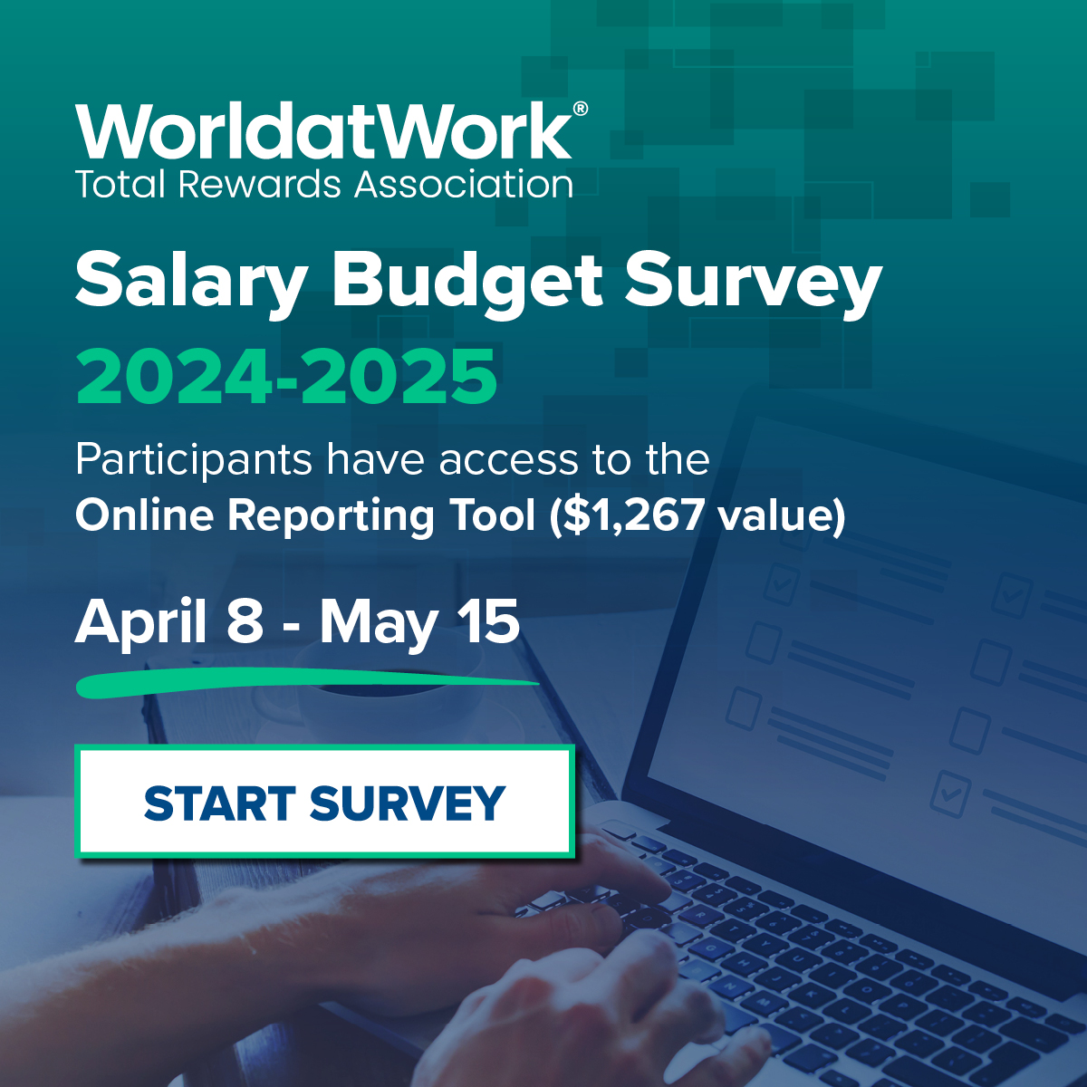 Attention global #HRProfessionals! Join @WorldatWork's Salary Budget Survey to receive a FREE Executive Report from 25 countries & save 70% on the Online Reporting Tool. Tailor your comp strategies effectively! Participate today! bit.ly/3JCLwCi #CompensationStrategy