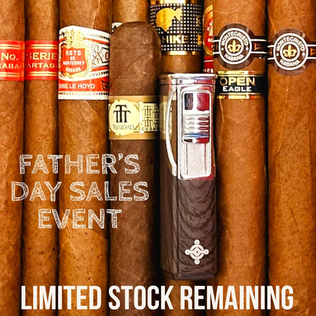 Our Father's Day Sale Contines. Limited Stock Remaining. Don't miss out on a gift he will love. 

#cigars #fathersdaygifts #fathersday #dad #cigaraccessories #cigarlighter #cigarashtray #father #giftideas #giftsforhim #sale #discount #limitedstock #markeddown