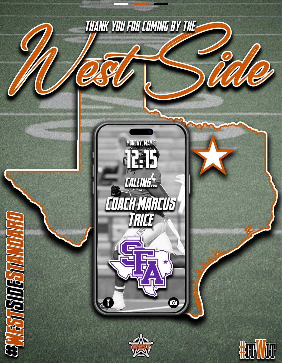 📈 S/O to @CoachTrice8 and @SFA_Football  for coming by @West_SideFB! Our doors are always open! 📈

📍2500 Memorial Blvd, Mesquite, TX 75149

#WestSideStandard | #ITWIT