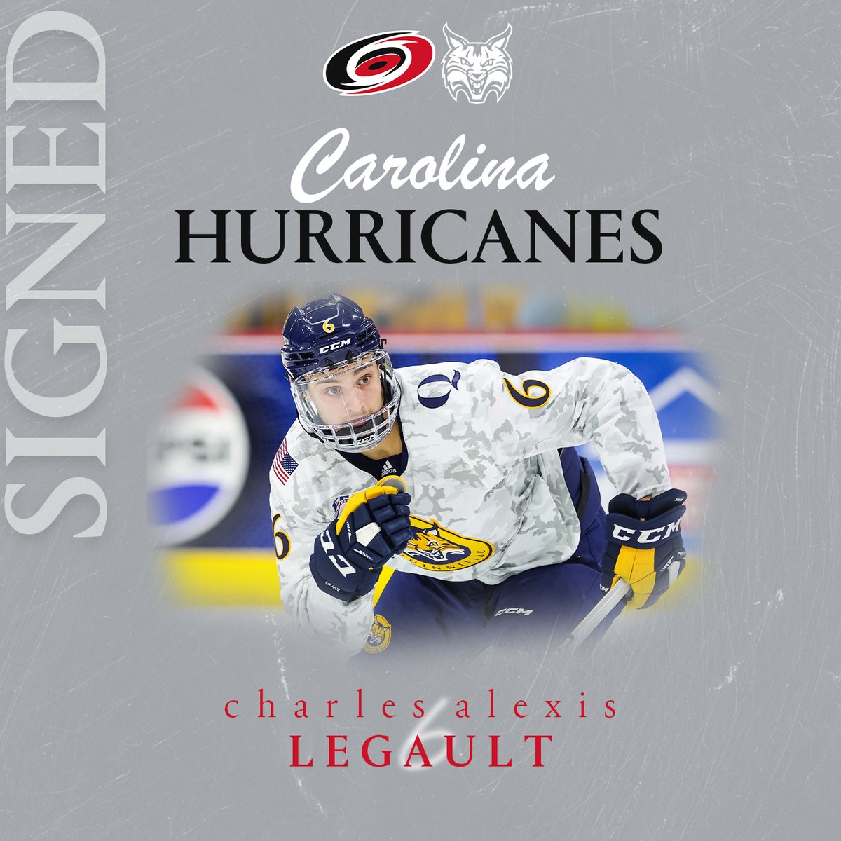 𝐒𝐈𝐆𝐍𝐄𝐃 Charles has signed his three-year, entry level contract with the Hurricanes! #BobcatNation x @Canes