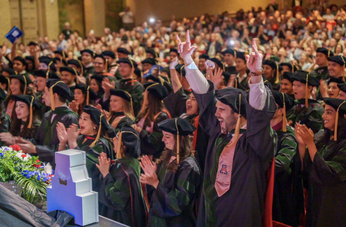 On Monday, May 6, the Class of 2024 from the University of Arizona College of Medicine – Phoenix, led by a bagpipe and drum corps, processed into their Commencement ceremony at the Orpheum Theatre. Visit here for the recap on the story: bit.ly/4b4N2tj