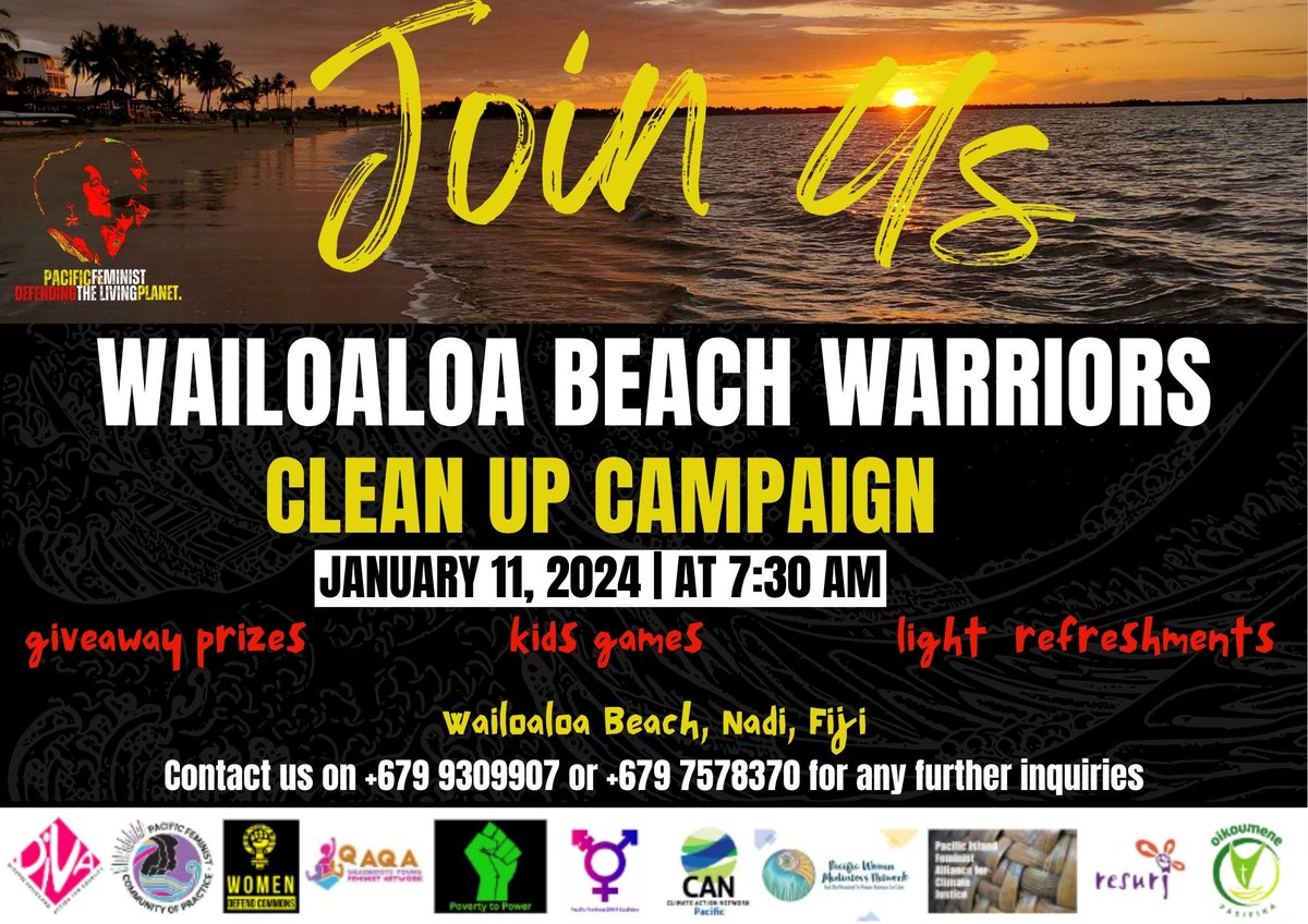 WAILOALOA BEACH NADI, THIS WEEKEND! Saturday, May 11th at Wailoaloa Beach #Nadi from 7.30AM - Midday to protect us, other species, Ocean & Wailoaloa Beach! 📷 All genders, ages! BRING water bottle & hats, we bring the fun! See you there! #FeministsDefendingTheLivingPlanet