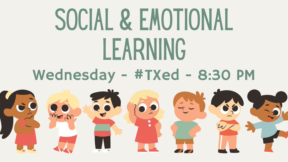 Join #TXed TONIGHT at 8:30 PM CST. Our topic = 'Social & Emotional Learning' Stop by and bring a friend. #edchat #elemchat #edtech #tlap #LeadLAP #SatChat #SEL #atplc