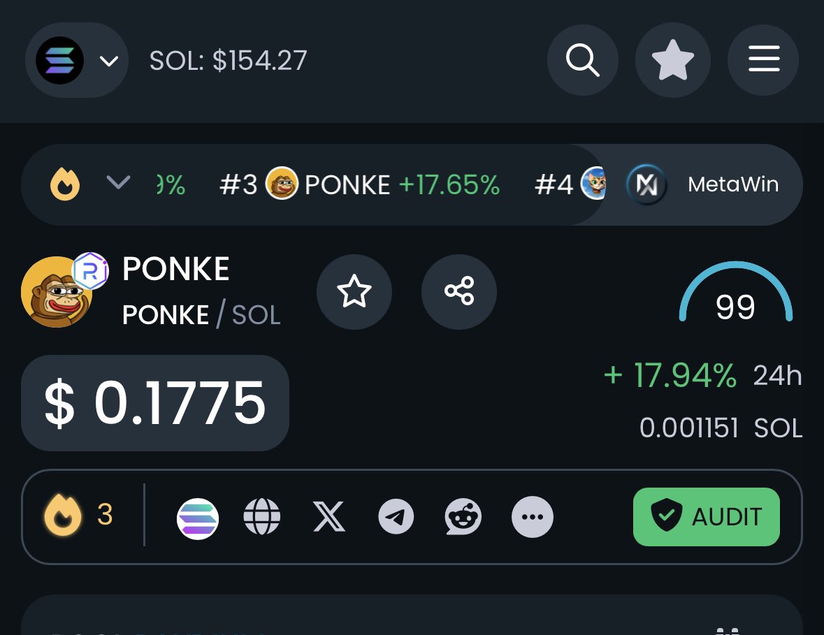 $PONKE IS TRENDING ON @DEXToolsApp 🔥🔥🔥