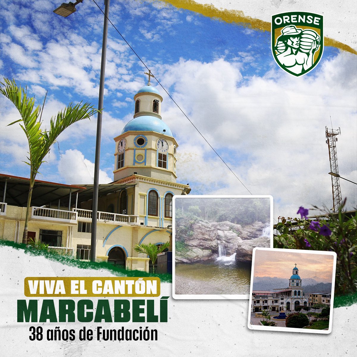 ¡Celebramos al #CantónOrense Marcabelí! 🎉💚 Un cantón lleno de paisajes mágicos y de gente cálida. Nuestras felicitaciones a sus autoridades y ciudadanos en sus 38 años de fundación. 🤝👏 #Marcabelí #ElOro #Cantonización