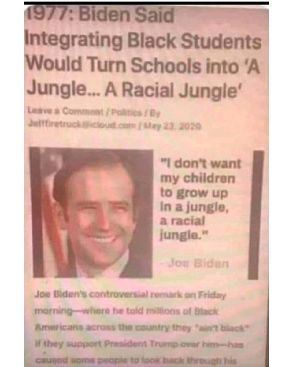 You can't hide old news when it's out there. Proof that Joe Biden is the real racist. This is an old article from 1977.